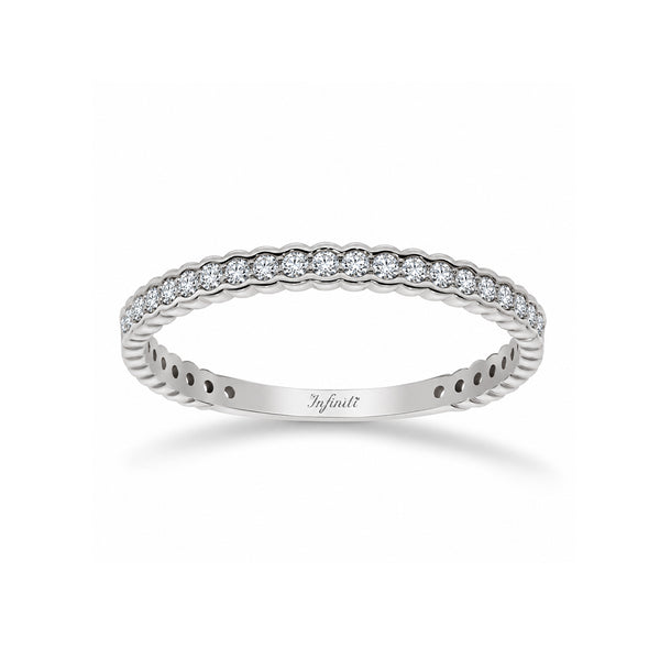 Churumbela Oro Blanco 14k, Pavé Canal Zirconia 1 mm