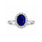 Anillo Oro Blanco 10k - Halo con Zafiro 8x6 mm