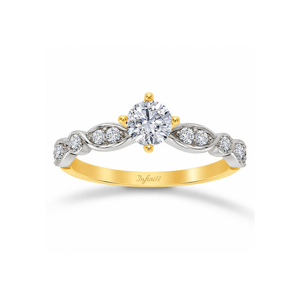 Anillo Oro 10k - Pavé Zirconia Central 4.5 mm