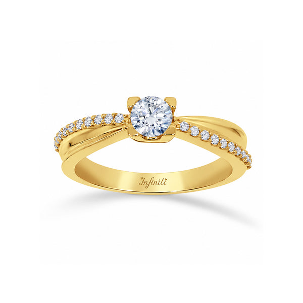 Anillo Oro 10k - Pavé Cruzado Zirconia 4 mm