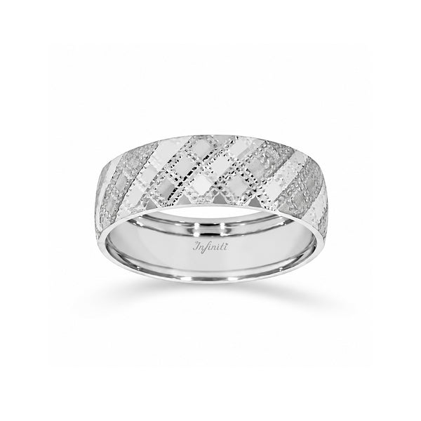 Argolla Oro Blanco 10k - Línea Platinada, Ancho 6 mm
