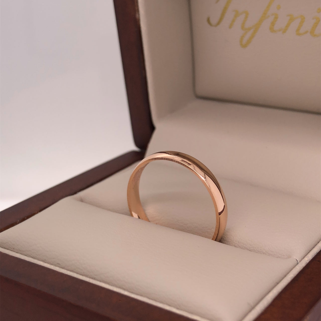 Argolla Oro Rosa 10k/14k - 3 mm Lisa Media Caña con Confort