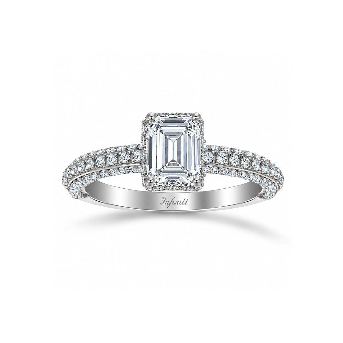 Anillo Oro Blanco 10k- Estilo Belinda con Zirconia
