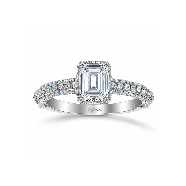 Anillo Oro Blanco 10k- Estilo Belinda con Zirconia