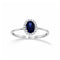 Anillo Oro Blanco 10k - Halo con Zirconias 6 x 4 mm