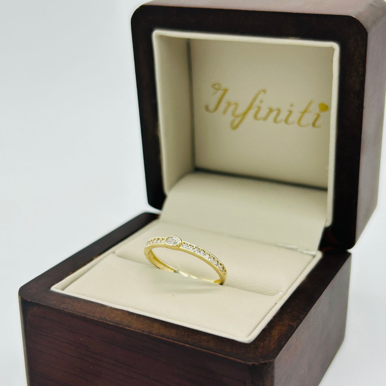 Anillo Oro 10k - Zirconia Blanca
