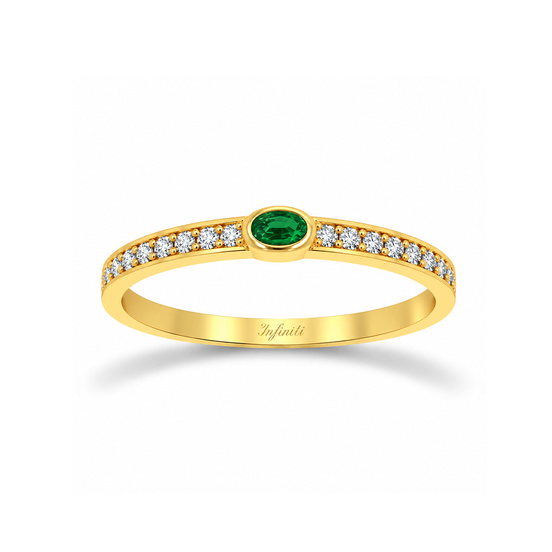 Anillo Oro 10k - Zirconia Verde