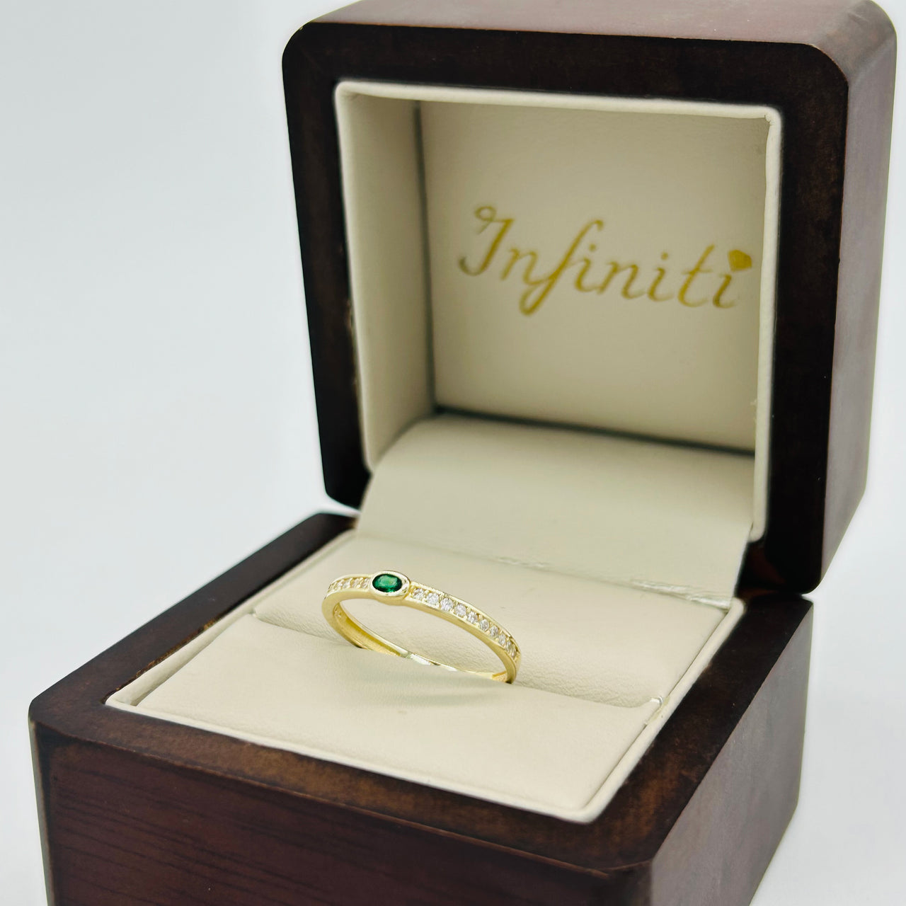 Anillo Oro 10k - Zirconia Verde