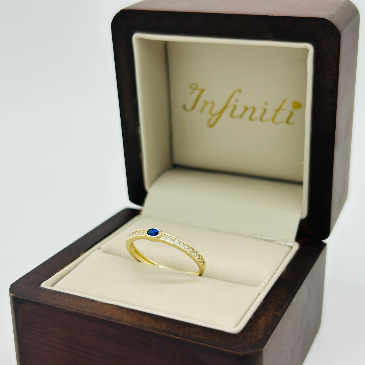 Anillo Oro 10k - Zirconia Azul