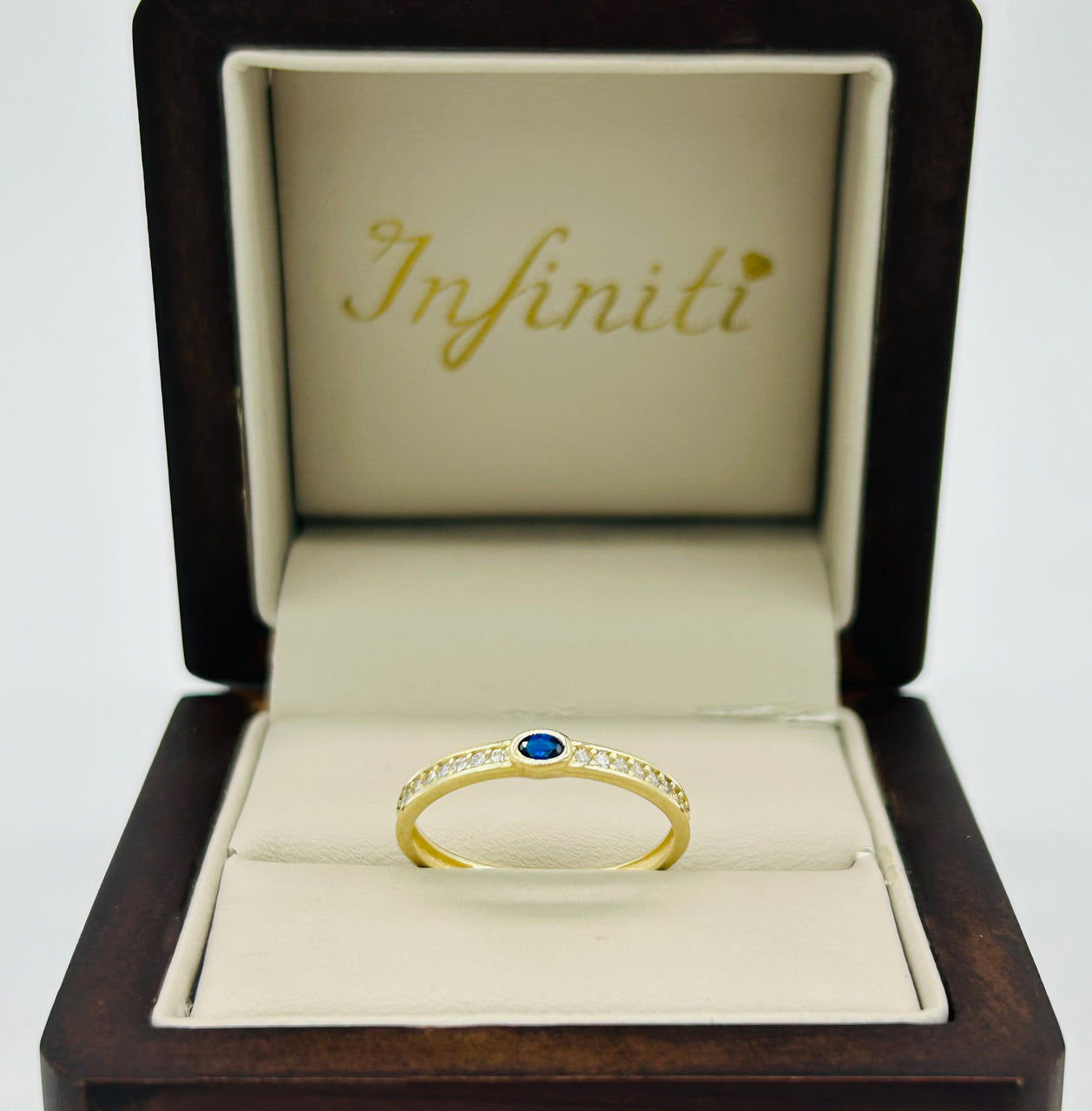 Anillo Oro 10k - Zirconia Azul