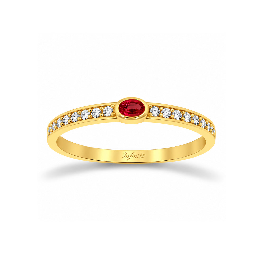 Anillo Oro 10k - Zirconia Roja