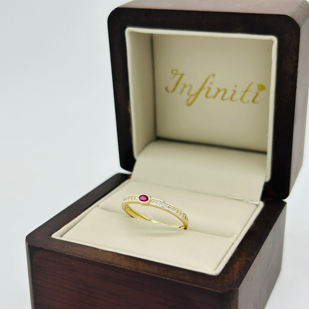 Anillo Oro 10k - Zirconia Roja