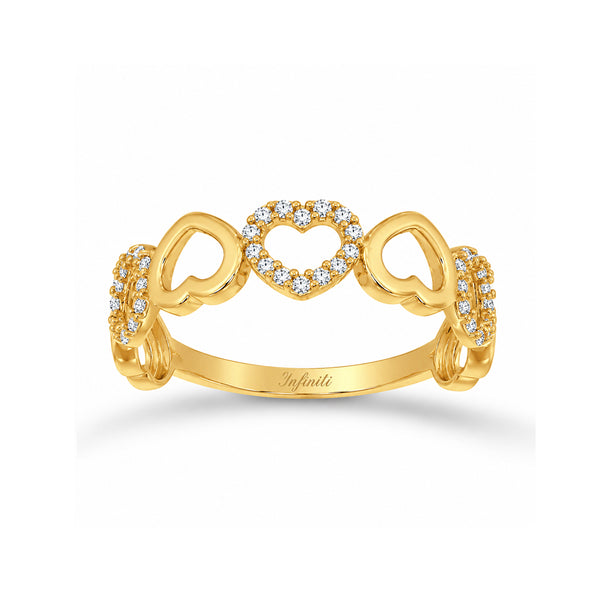 Churumbela Oro 10k - Corazones con Zirconias