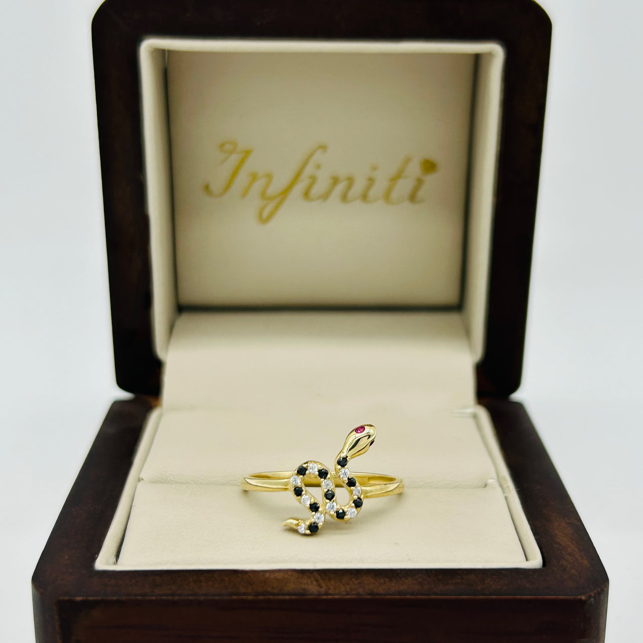 Anillo Oro 10k - Serpiente con Zirconias de Colores