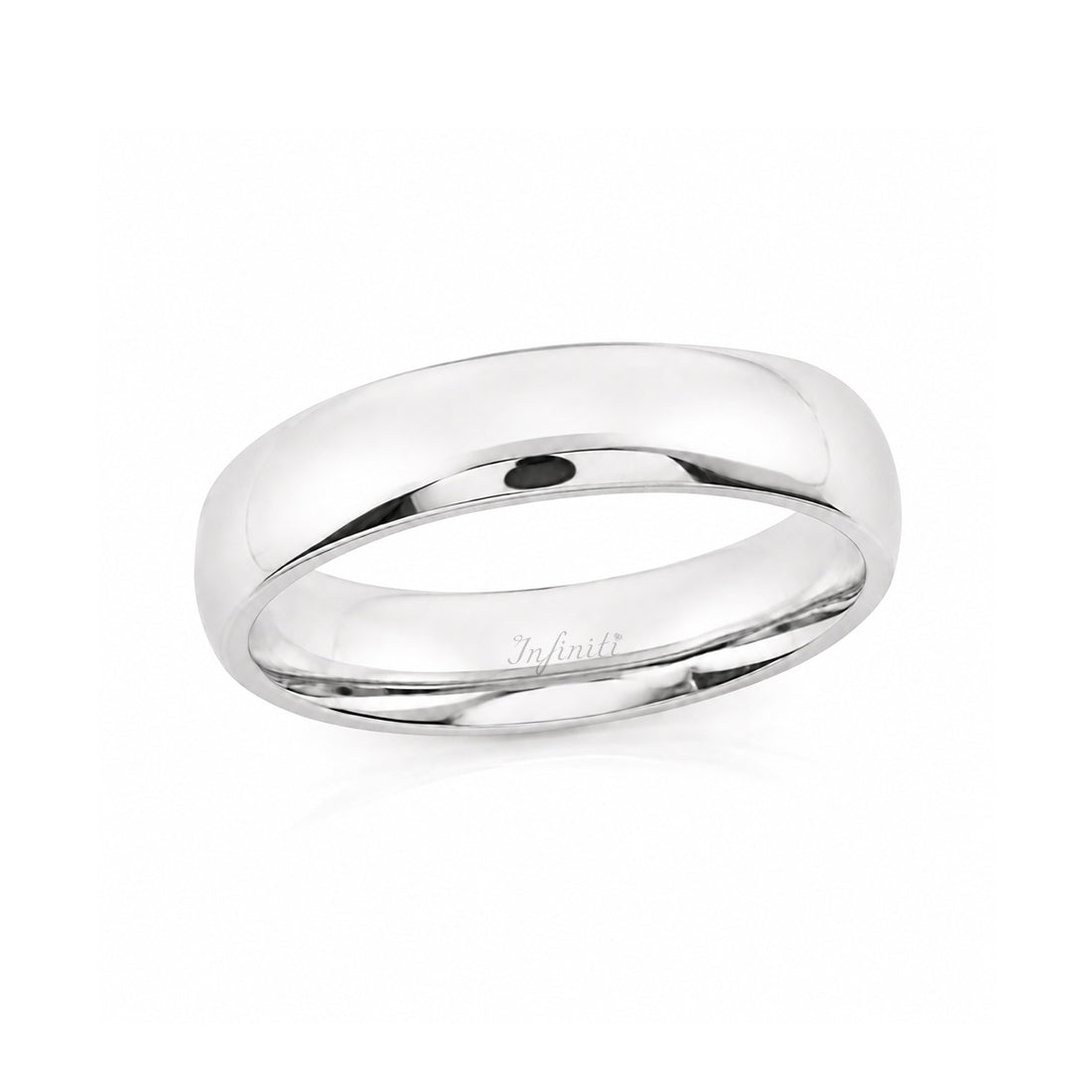 Argolla Oro Blanco 10k/14k - 4 mm Lisa Media Caña con Confort
