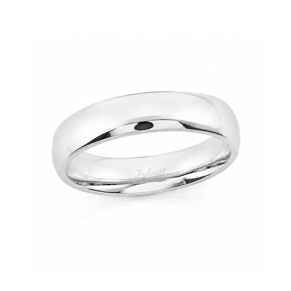 Argolla Oro Blanco 10k/14k - 4 mm Lisa Media Caña con Confort