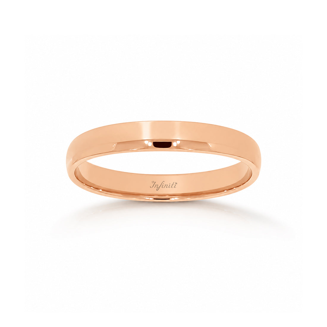 Argolla Oro Rosa 10k/14k - 3 mm Lisa Media Caña con Confort