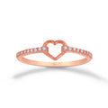 Anillo Oro Rosa 10k Corazón con Zirconias laterales
