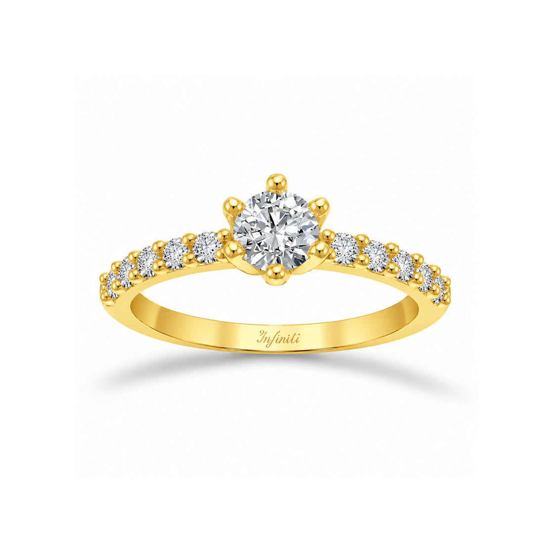 Anillo Oro 10k - Zirconia Central de 5 mm con Laterales