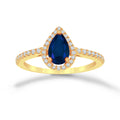 Anillo Oro 10k - Halo forma de Gota con Zirconias