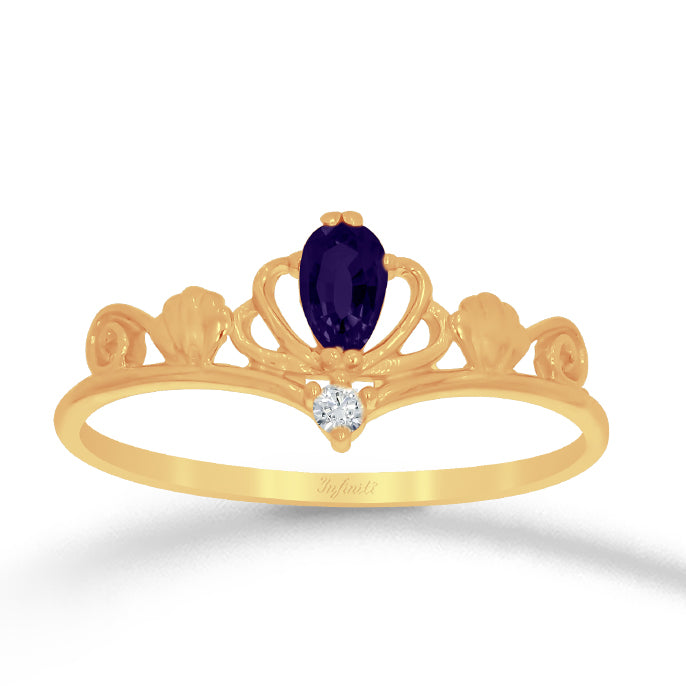 Anillos de corona de oro 10k con Zirconias Infiniti Joyas