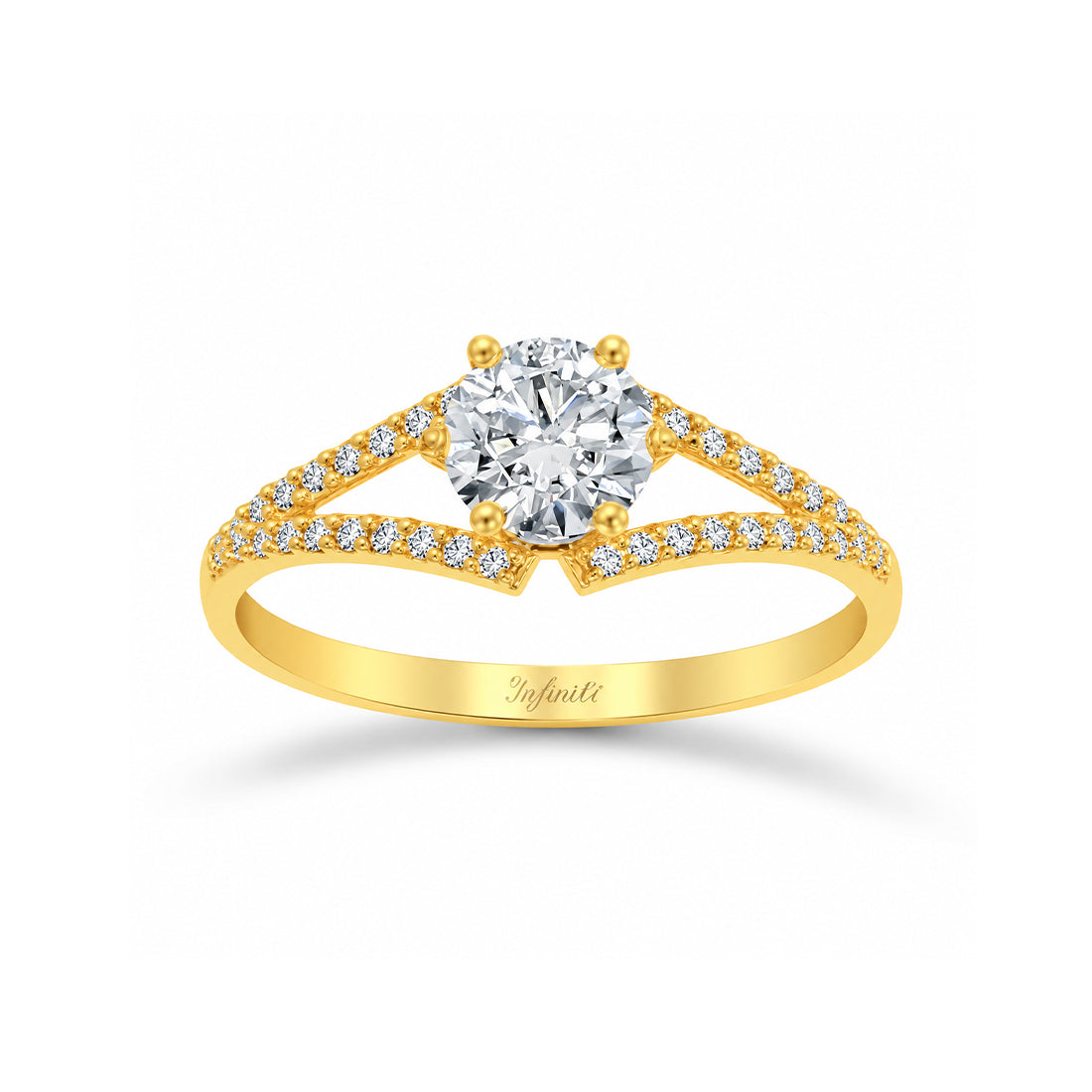 Anillo Oro 10k - Zirconia Central de 5.5 mm con Laterales