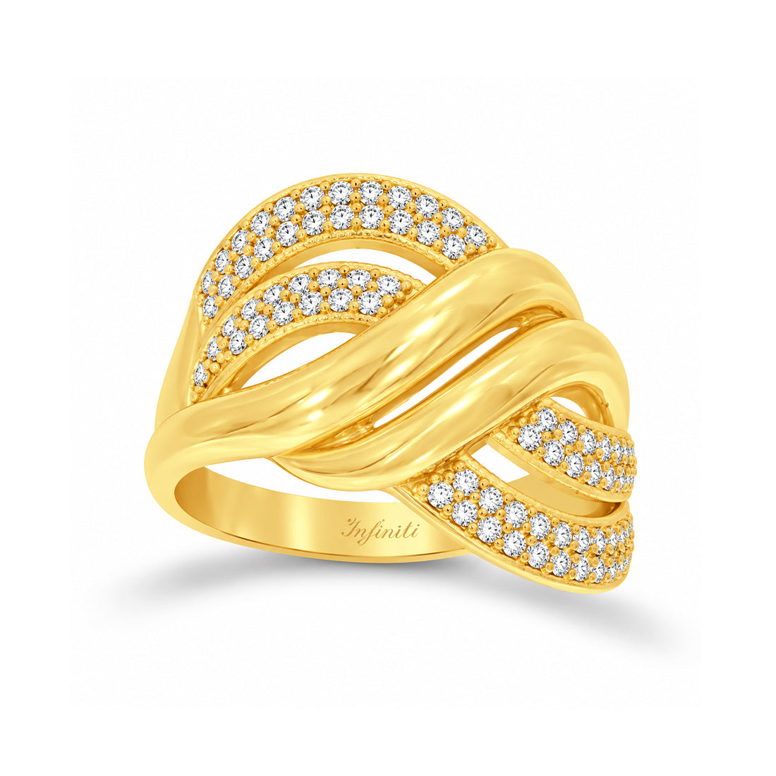 Churumbela Oro 10k - Ondas Cruzadas con Zirconias