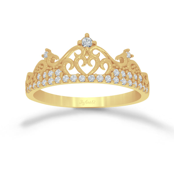 Anillo Oro 10k - Corona con Zirconias