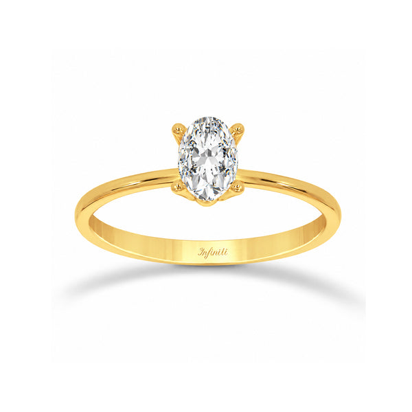 Anillo Oro 10k - Zirconia Oval