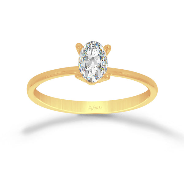 Anillo Oro 10k - Zirconia Oval