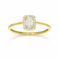Anillo Oro 10k - Esmeralda con Halo