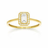 Anillo Oro 10k - Esmeralda con Halo