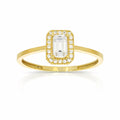Anillo Oro 10k - Esmeralda con Halo