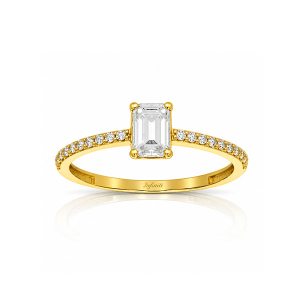Anillo Oro 10k - Esmeralda con Laterales