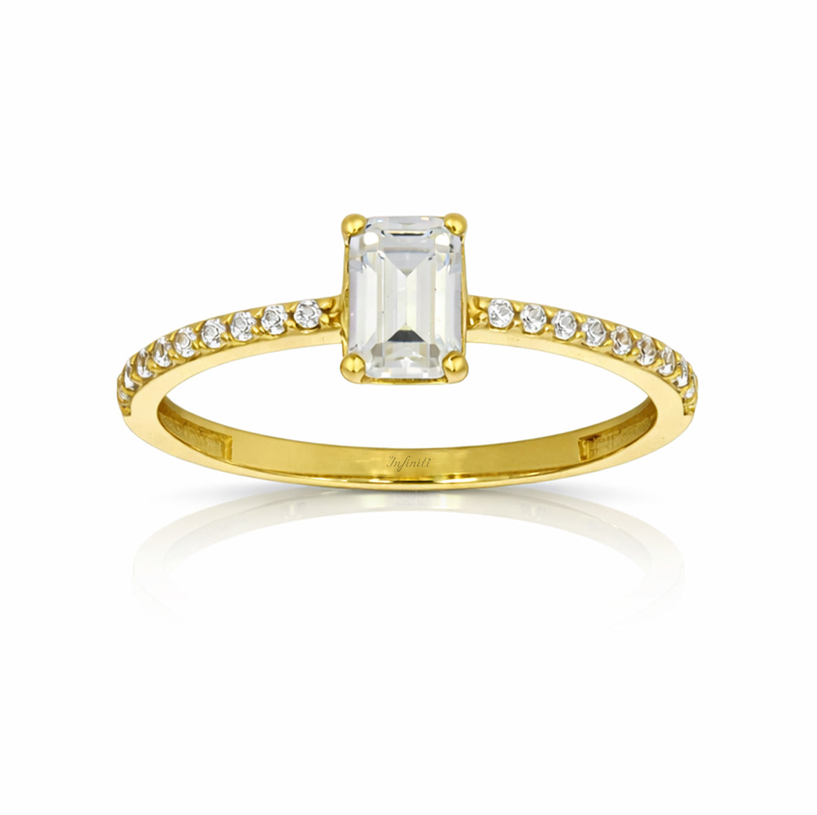 Anillo Oro 10k - Esmeralda con Laterales