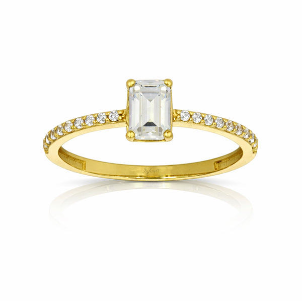 Anillo Oro 10k - Esmeralda con Laterales