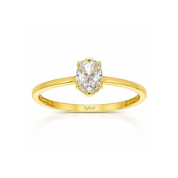 Anillo Oro 10k - Zirconia Oval