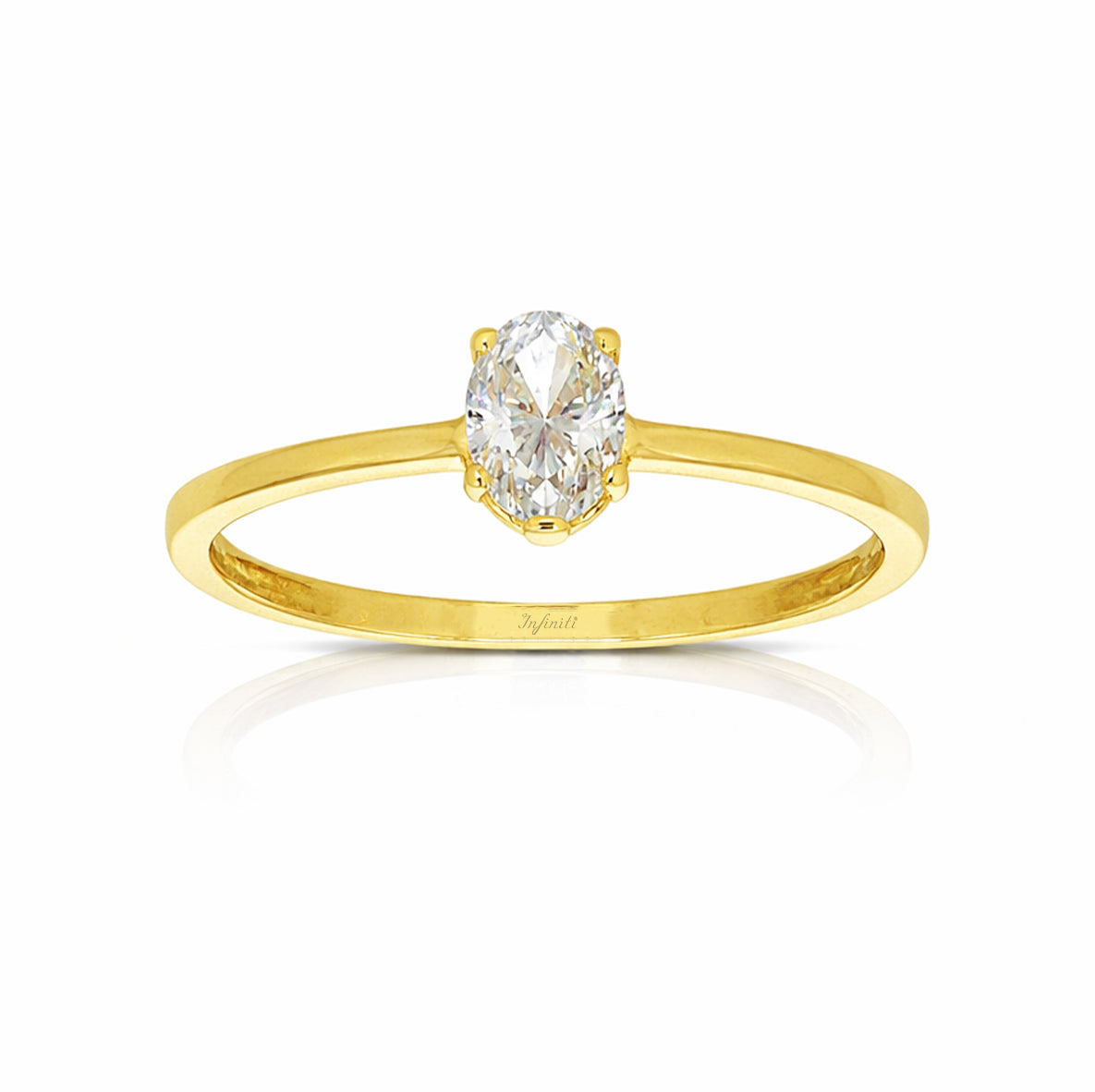 Anillo Oro 10k - Zirconia Oval