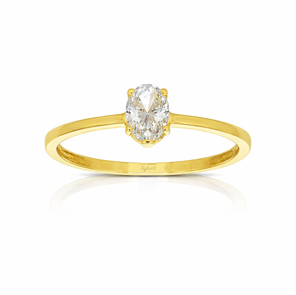 Anillo Oro 10k - Zirconia Oval