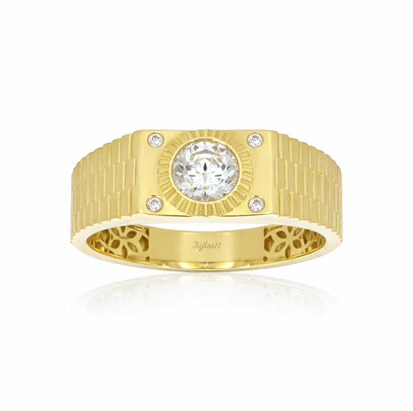 Anillo Oro 10k - Tipo Reloj con Zirconias