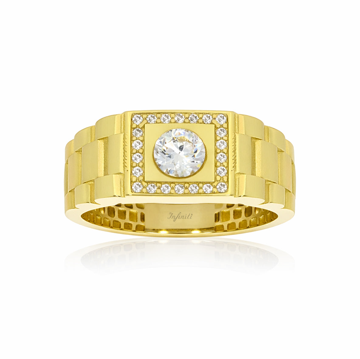 Anillo Oro 10k - Tipo Reloj con Zirconias