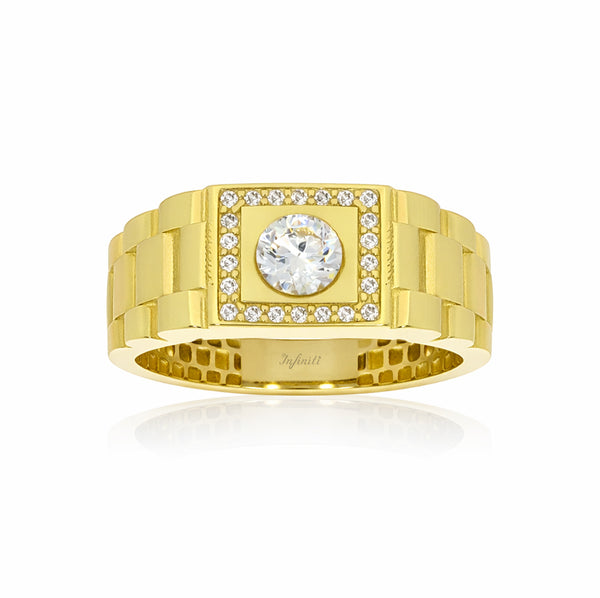 Anillo Oro 10k - Tipo Reloj con Zirconias