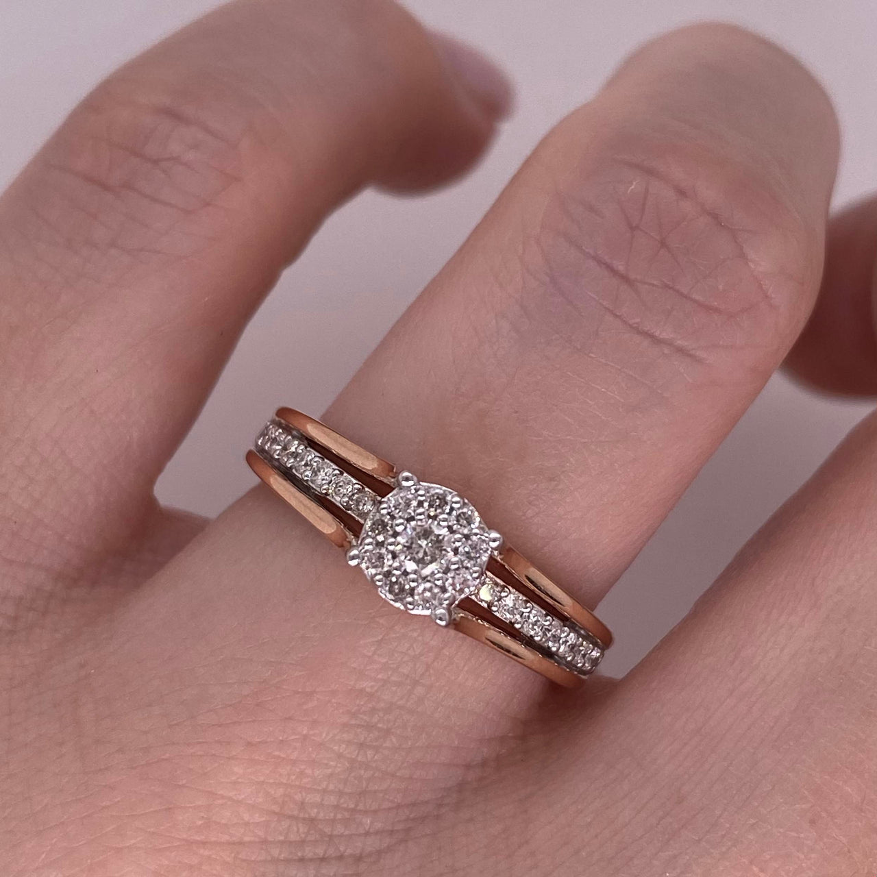 Anillo Oro Rosa 14k - Diamantes Naturales 0.30 CTW