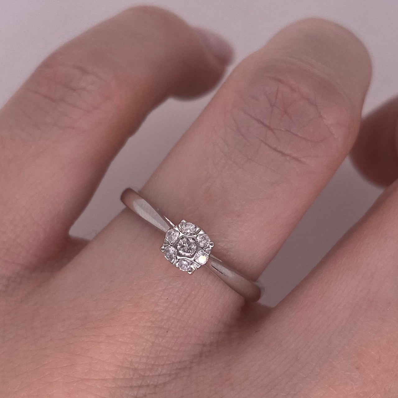Anillo Oro Blanco 14k - Diamantes Naturales 0.10 CTW