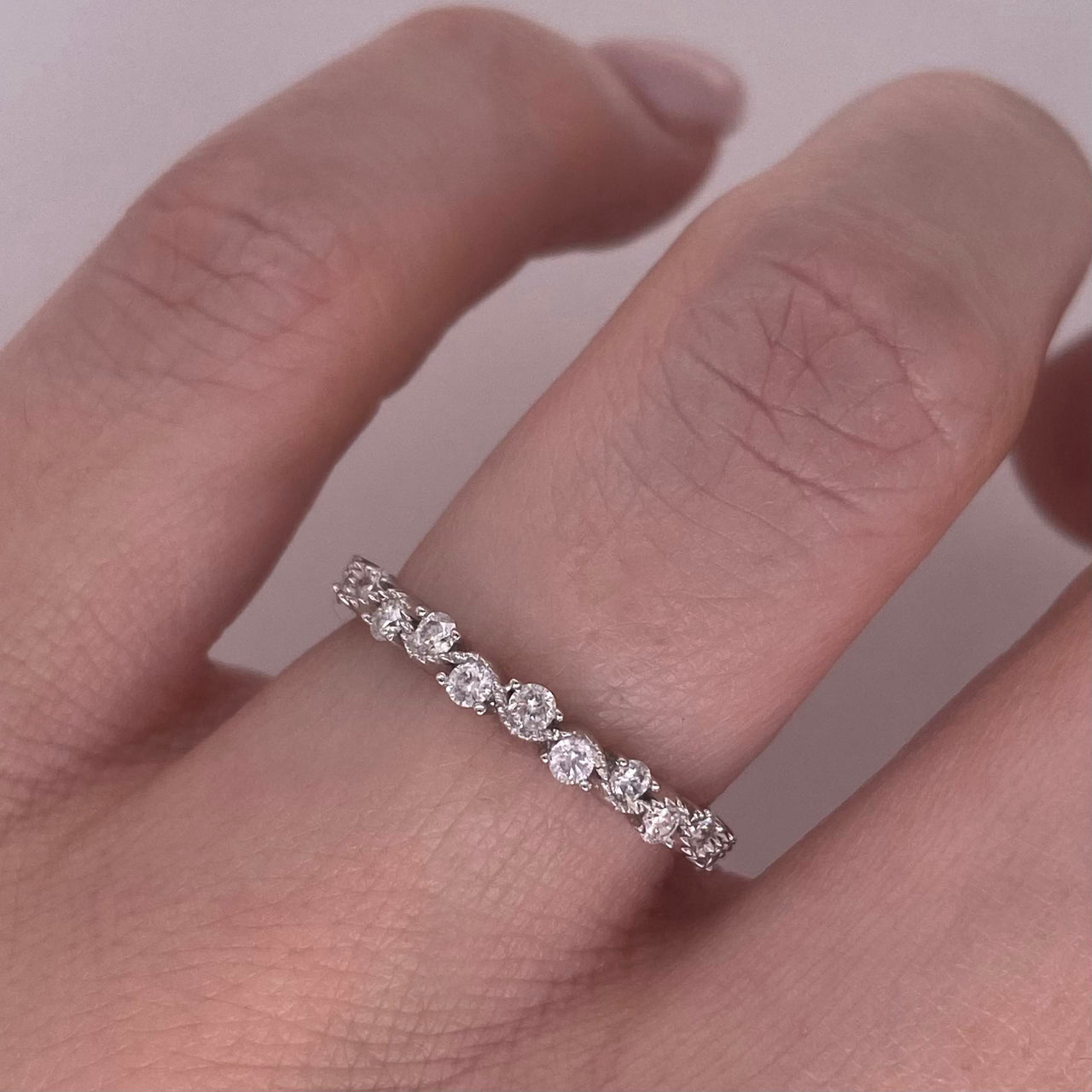 Churumbela Oro Blanco 14k - Diamante Natural 0.30 CTW