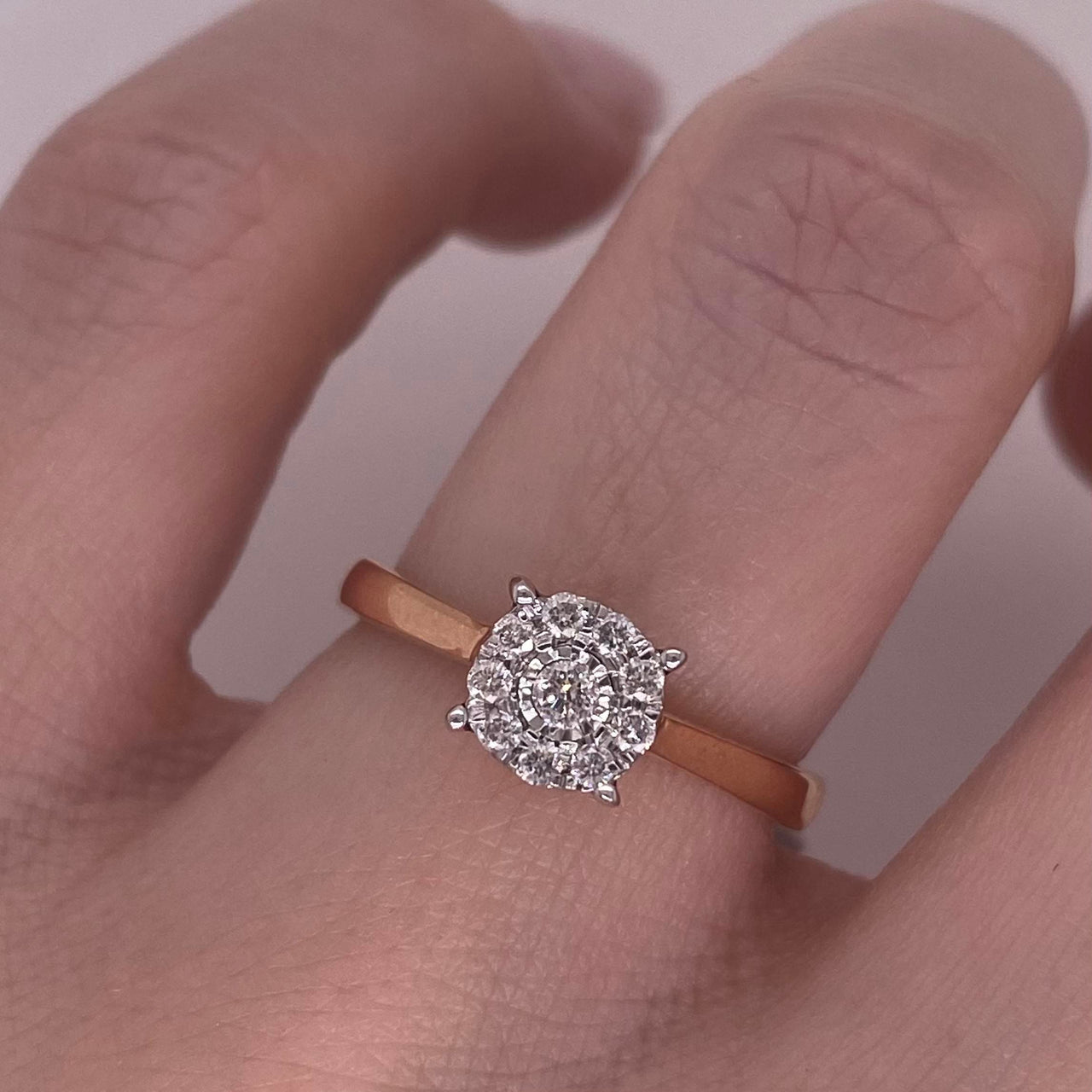 Anillo Oro Rosa 14k - Diamantes Naturales 0.15 CTW