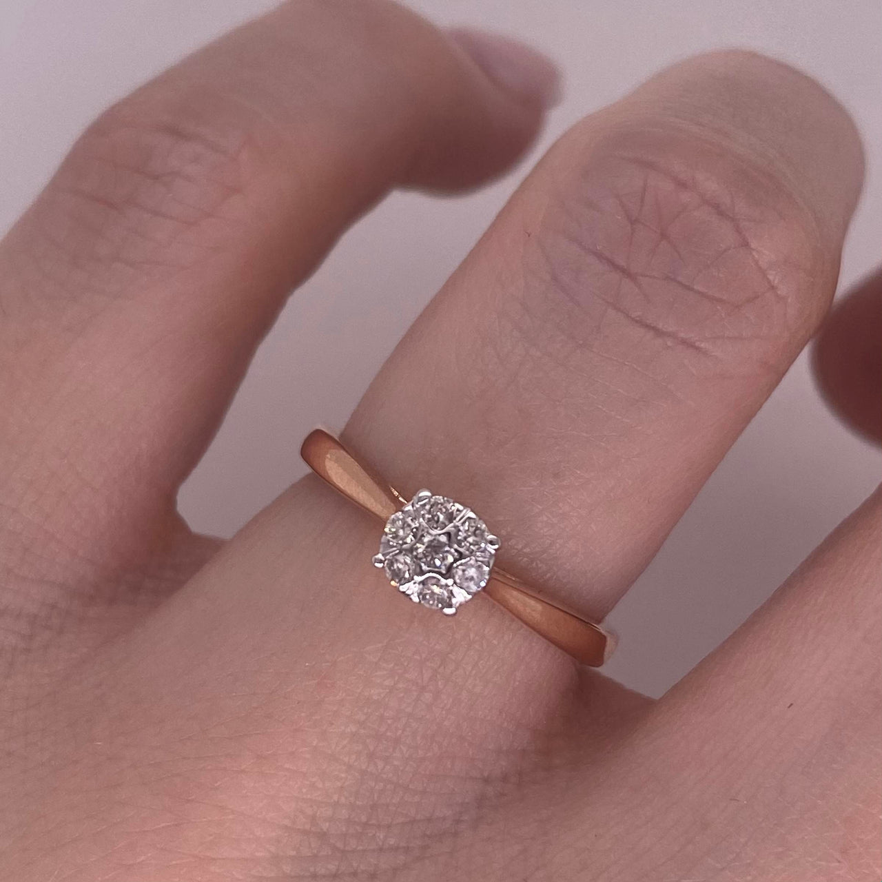 Anillo Oro Rosa 14k - Diamantes Naturales 0.10 CTW