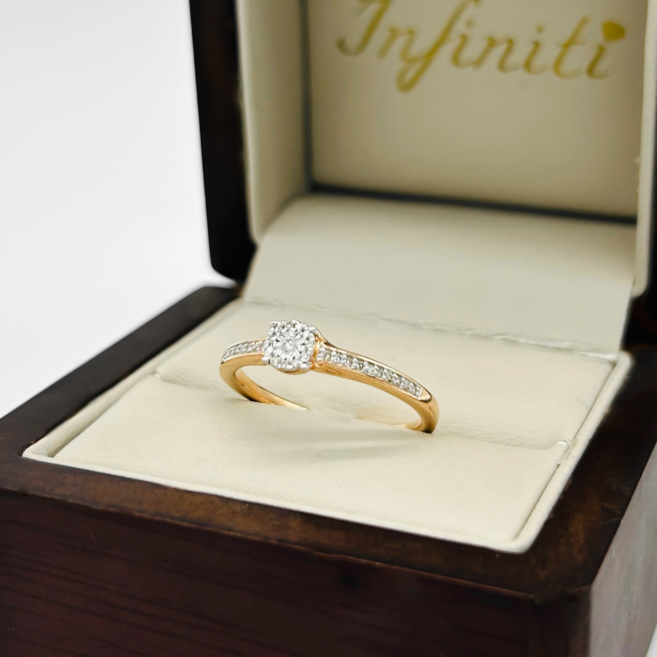 Anillo Oro Rosa 14k - Diamantes Naturales 0.12 CTW