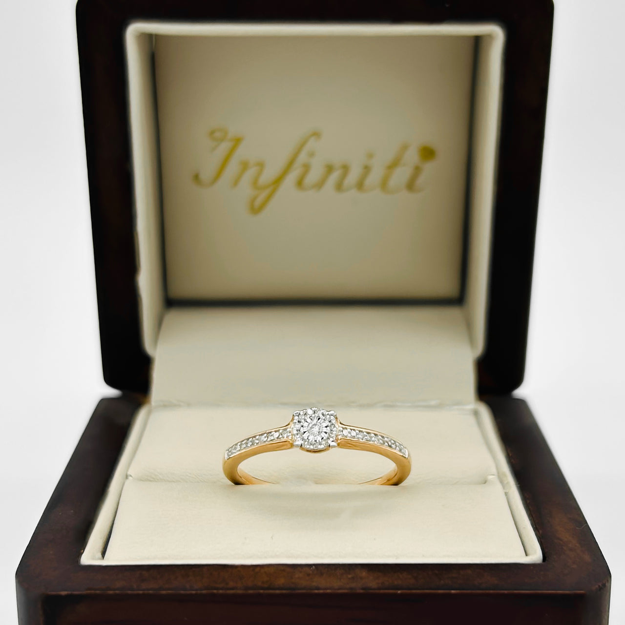 Anillo Oro Rosa 14k - Diamantes Naturales 0.12 CTW