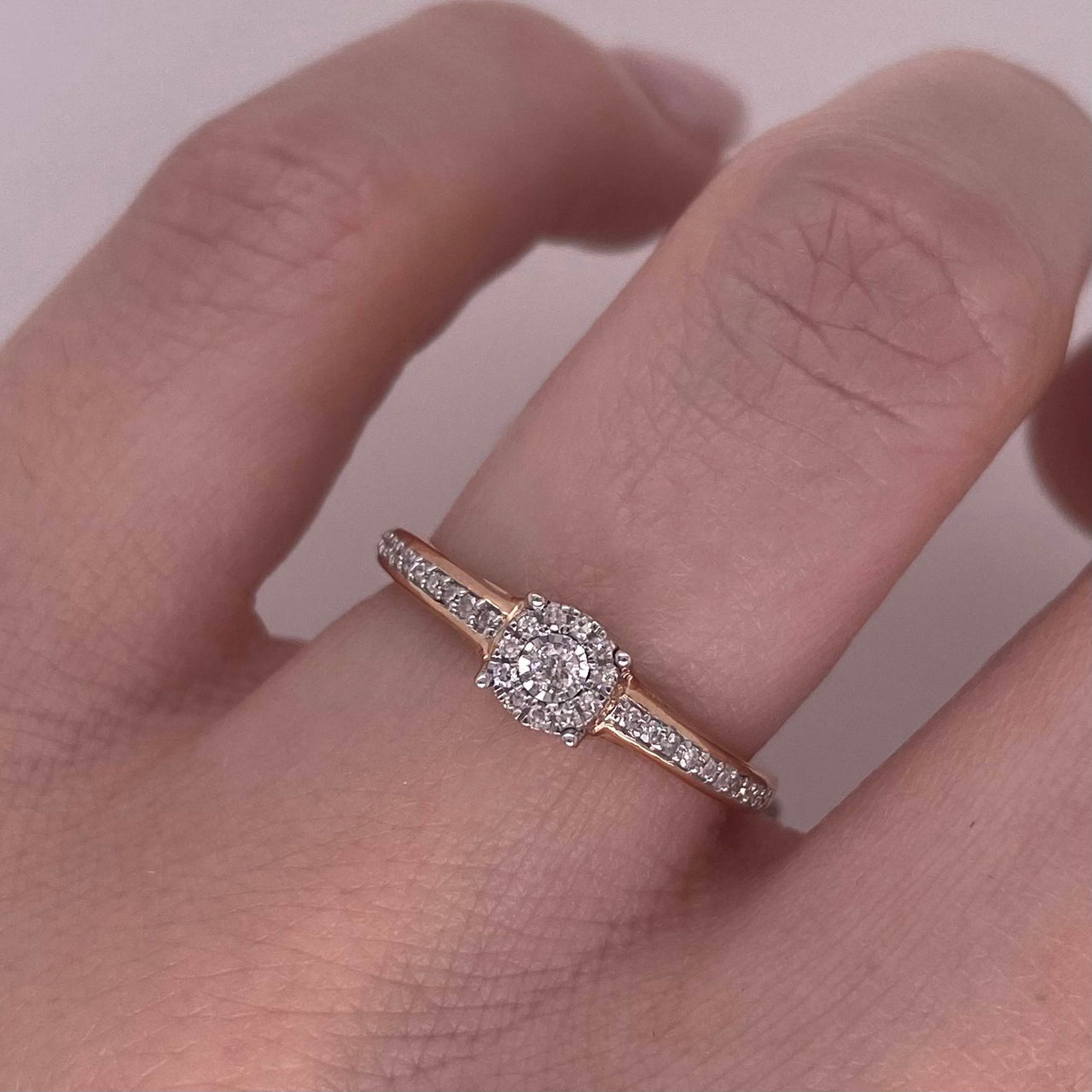 Anillo Oro Rosa 14k - Diamantes Naturales 0.12 CTW